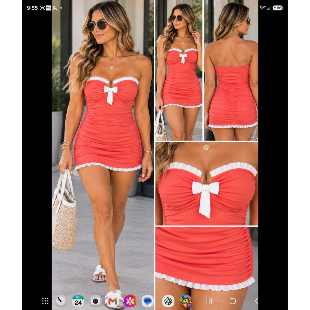 Profile by Gottex Swimwear One Piece Ruched Swimdress Size 14 NWT retro style